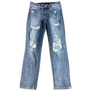 Judy Blue Womens 7/28‎ Blue Jeans 28x29 Boyfriend Fit Distressed Stretch Denim